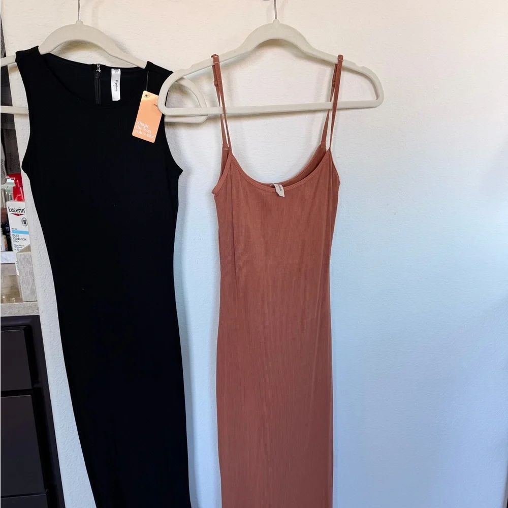 NWT Popilush dresses BLACK and BROWN ribbed - Picture 1 of 3